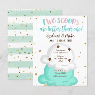 Blue and Mint Twin Ice Creme Einladung