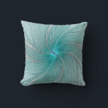 Blue and Modern Aqua String Flower Pillow Kissen<br><div class="desc">A modern design of a blue and aqua string flower swirling from its center.</div>