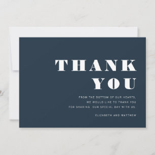 Blue and Modern Minimalistisch Wedding Vielen Dank Dankeskarte
