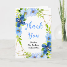 Blue and Navy Flowers with Foliage Birthday