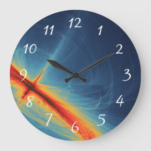 Blue and Orange Abstract Design Große Wanduhr