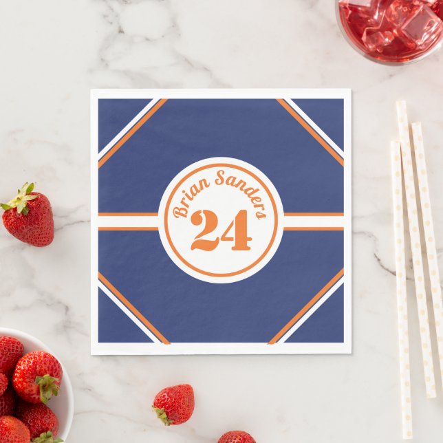 Blue and Orange Baseball Theme Serviette (Beispiel)