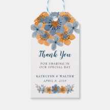 Blue and Orange Blume Gastgeschenk Hochzeit Vielen