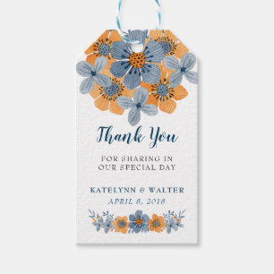 Blue and Orange Blume Gastgeschenk Hochzeit Vielen Geschenkanhänger