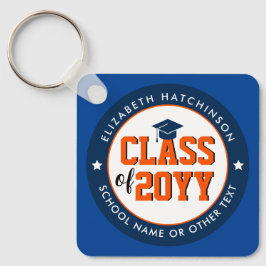 Blue and Orange Class of 2024 Graduate Abschluss Schlüsselanhänger
