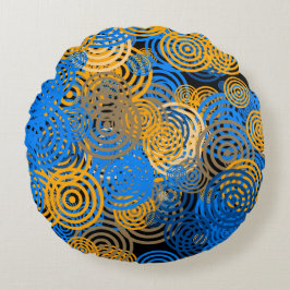 Blue and Orange Concentric Circles Round Pillow Rundes Kissen