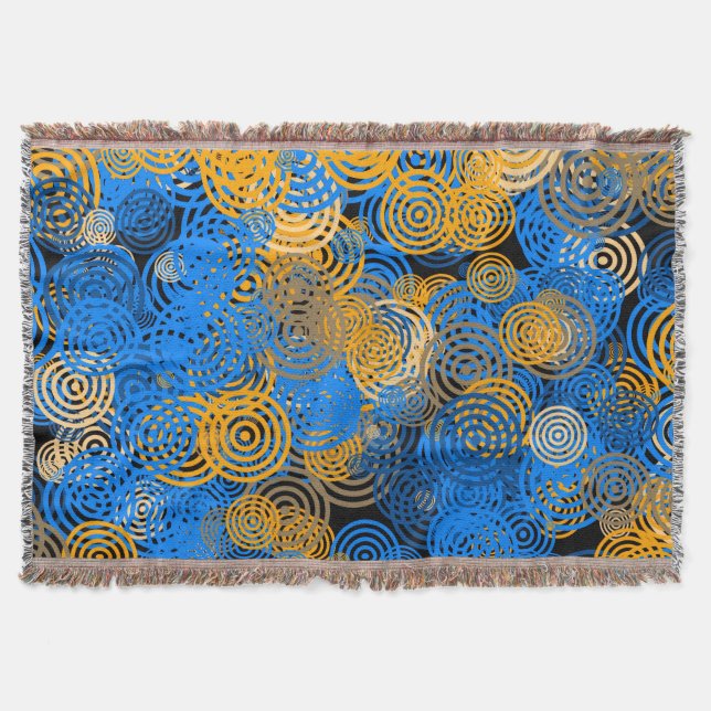  Blue and Orange Concentric Circles Throw Blanket Decke (Vorderseite)