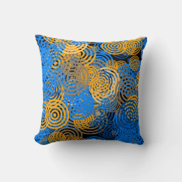 Blue and Orange Concentric Circles Throw Pillow Kissen