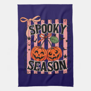 Blue and Orange Spooky Season Pumpkins Geschirrtuch