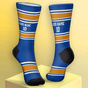 Blue and Orange Sport Jersey - Name Number Socken