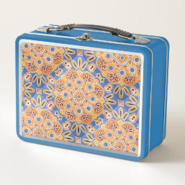 Blue and Orange tile Print Lunch Box