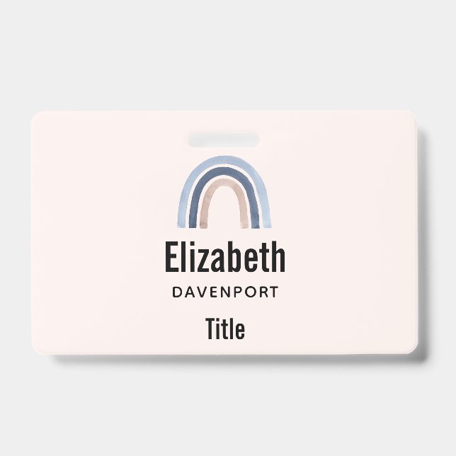 Blue and Peach Rainbow Boho Design Ausweis (Front)