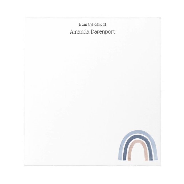 Blue and Peach Rainbow Boho Design Notizblock (Vorderseite)