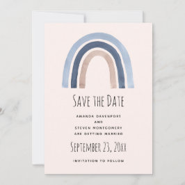 Blue and Peach Rainbow Boho Design Save The Date
