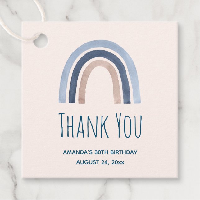 Blue and Peach Rainbow Boho Design Vielen Dank Geschenkanhänger (Vorderseite)