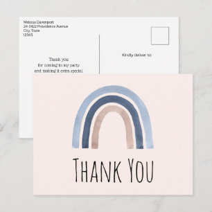 Blue and Peach Rainbow Boho Design Vielen Dank Postkarte