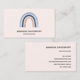 Blue and Peach Rainbow Boho Design Visitenkarte