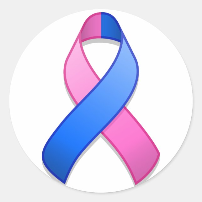 Blue and Pink Awareness Ribbon Round Sticker (Vorderseite)