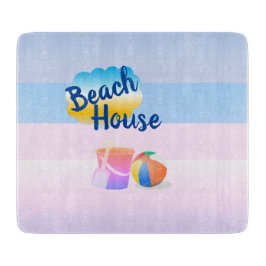 Blue and Pink Beach House Chopping Board Schneidebrett