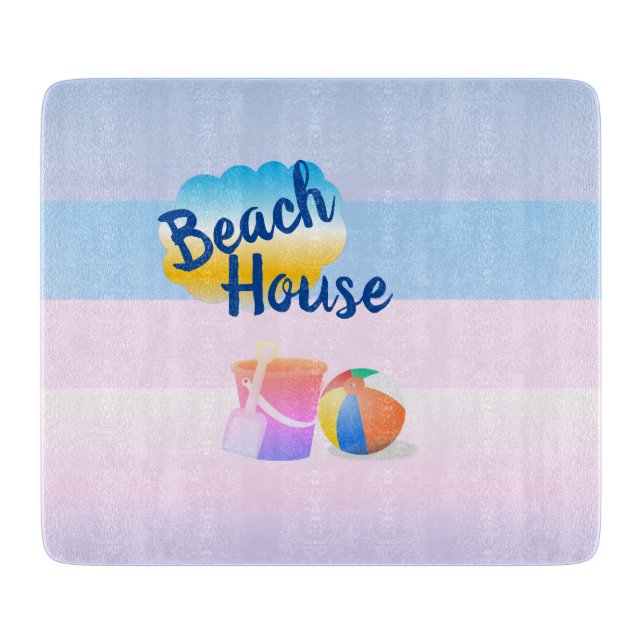 Blue and Pink Beach House Chopping Board Schneidebrett (Vorderseite)