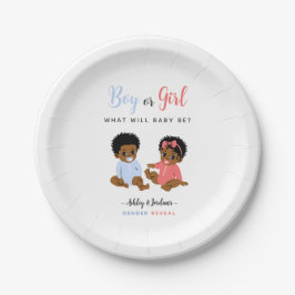Blue and Pink Black Baby Gender Reveal Pappteller
