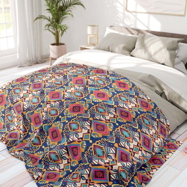 Blue and Pink Bohemian Tribal Fleecedecke (Von Creator hochgeladen)