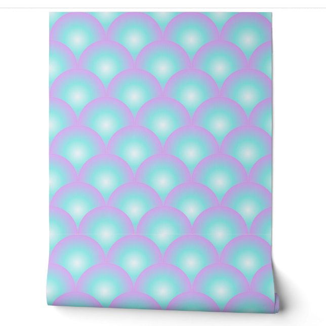 Blue and Pink Bubble Scallop Wallpaper Tapete (Abrollen)