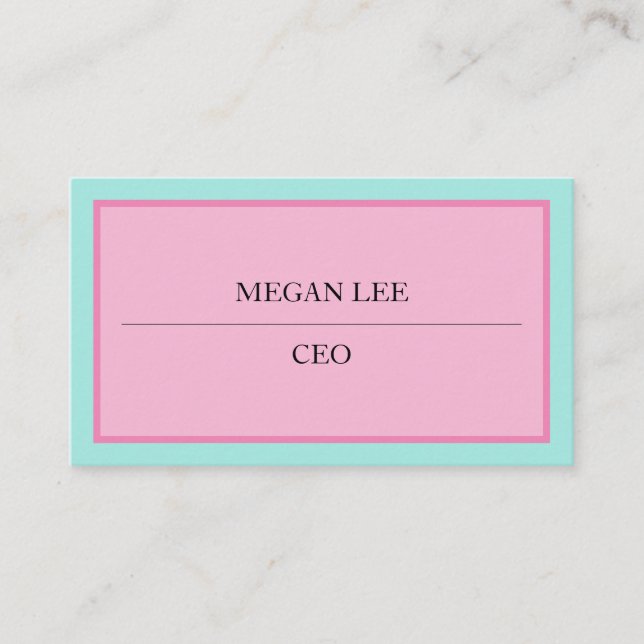 Blue and Pink Business Card Visitenkarte (Vorderseite)