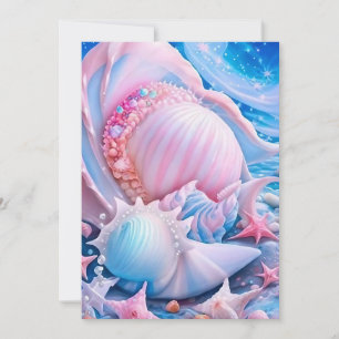 Blue and Pink Fantasy Beach Feiertagskarte