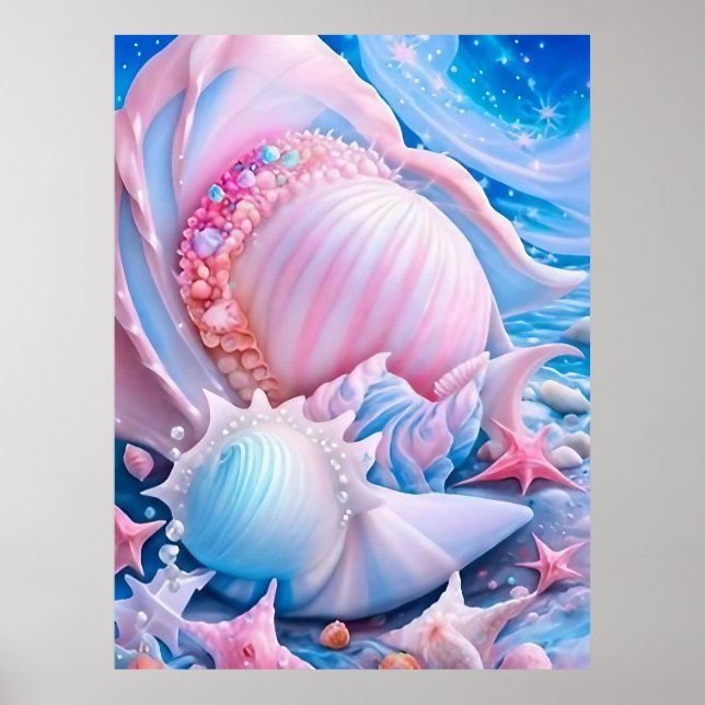 Blue and Pink Fantasy Beach Poster (Vorne)