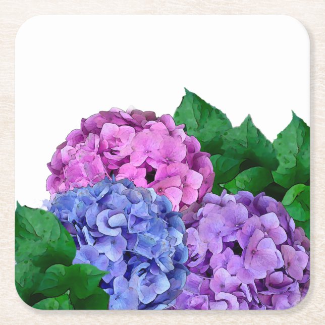 Blue and Pink Hydrangea Flowers  Rechteckiger Pappuntersetzer (Vorderseite)