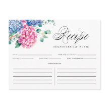 Blue and Pink Hydrangeas Brautparty Rezept Card