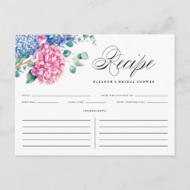 Blue and Pink Hydrangeas Brautparty Rezept Card Postkarte