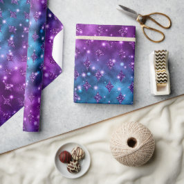 Blue and Pink Ombre Glitzer Celestial Pattern Geschenkpapier