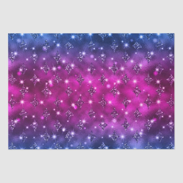 Blue and Pink Ombre Glitzer Celestial Pattern Seidenpapier (Vorderseite)