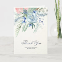 Blue and Pink Watercolor Peonties Vielen Dank