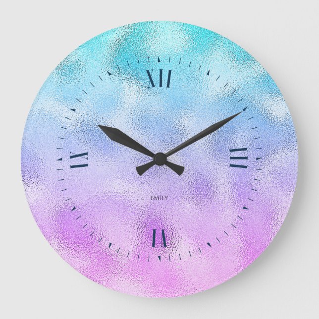 Blue and purple shimmering textur backgroun große wanduhr (Vorderseite)