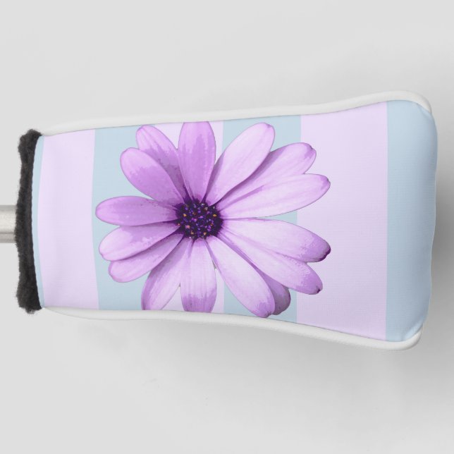 blue and purple striped daisy pattern golf headcover (Vorderseite)
