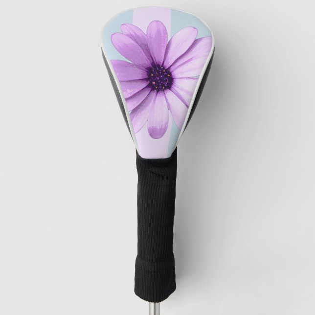 blue and purple striped daisy pattern golf headcover (Vorderseite)