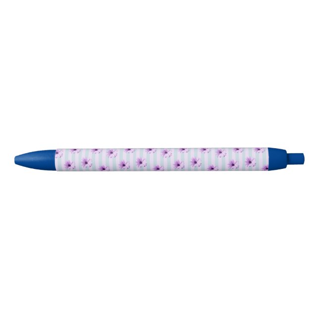 blue and purple striped daisy pattern kugelschreiber (Vorderseite)