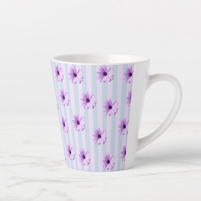 blue and purple striped daisy pattern milchtasse (Rechts)