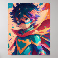 Blue and Red Anime Superhero Boy