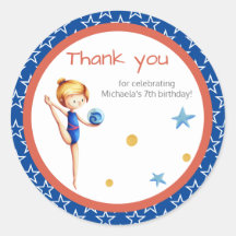 Blue and Red Girl Gymnast mit Ball Birthday