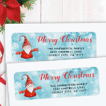 Blue and Red Niedlich Gnome Christmas Address<br><div class="desc">Diese einzigartigen personalisierten Rücksendeadressen-Aufkleber mit Frohen Weihnachten Sprichwort verfügen über ein niedliches Gnome in roter Kleidung und einen Vorlagentext,  der an Ihre Adresse angepasst werden kann. Dieses Design ist auf einem schneeblauen Hintergrund.</div>