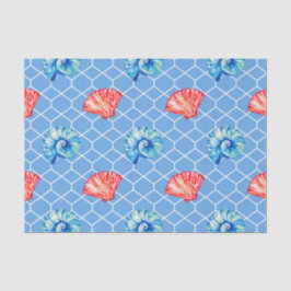 Blue and Red Seashells Seidenpapier
