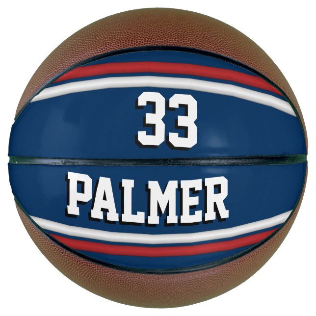 Blue and Red Sports Jersey mit Name & Number Basketball (Vorderseite)