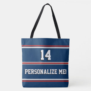 Blue and Red Sports Team Stripes zum Anpassen Tasche