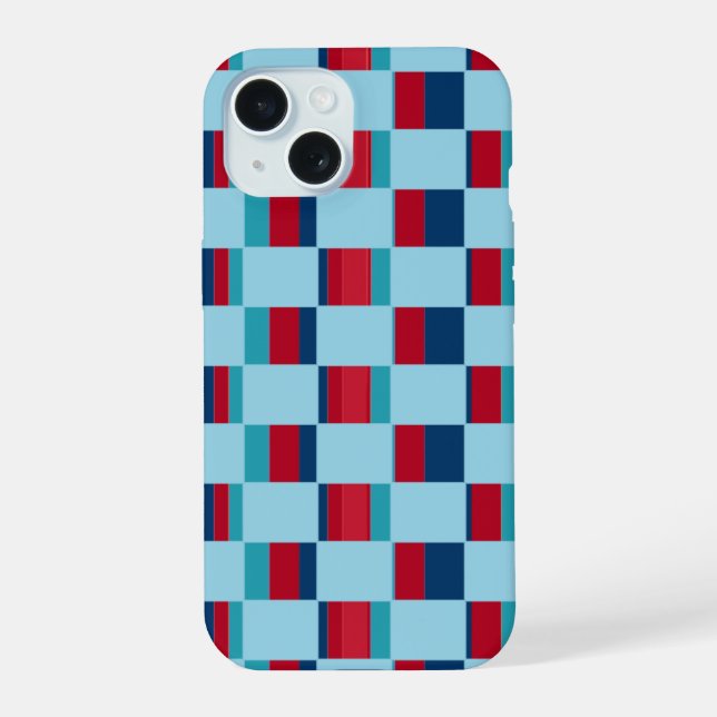 blue and red square pattern iPhone 15 hülle (Rückseite)