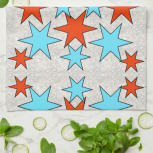 Blue and Red Star Print Handtuch
