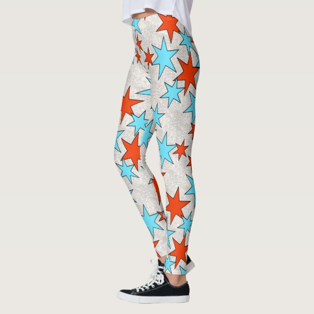 Blue and Red Star Print Leggings (Links)